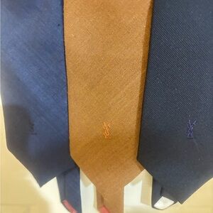 Yves Saint Laurent Men's Navy and Brown Ties 100%silk